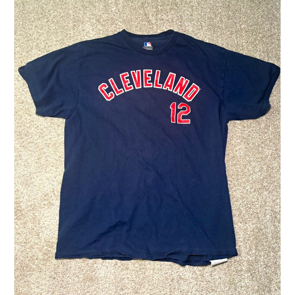 MLB Genuine Merchandise Cleveland Guardians Lindor #12 T-Shirt Navy/Red Size L